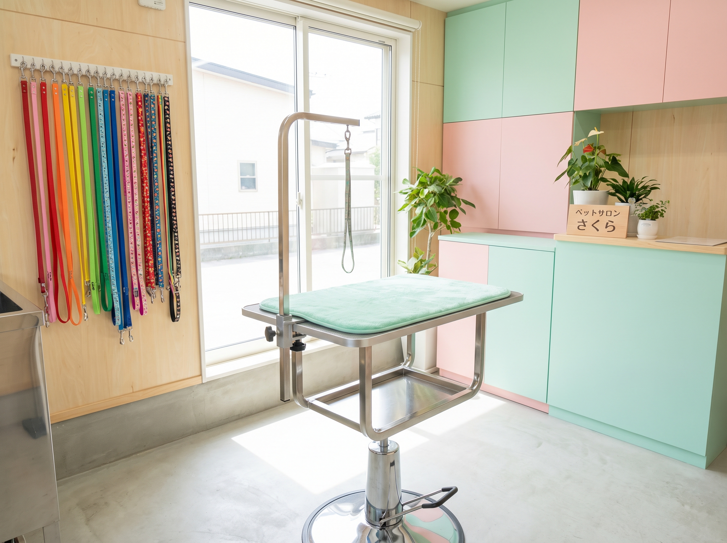 清潔なペットサロンの内装