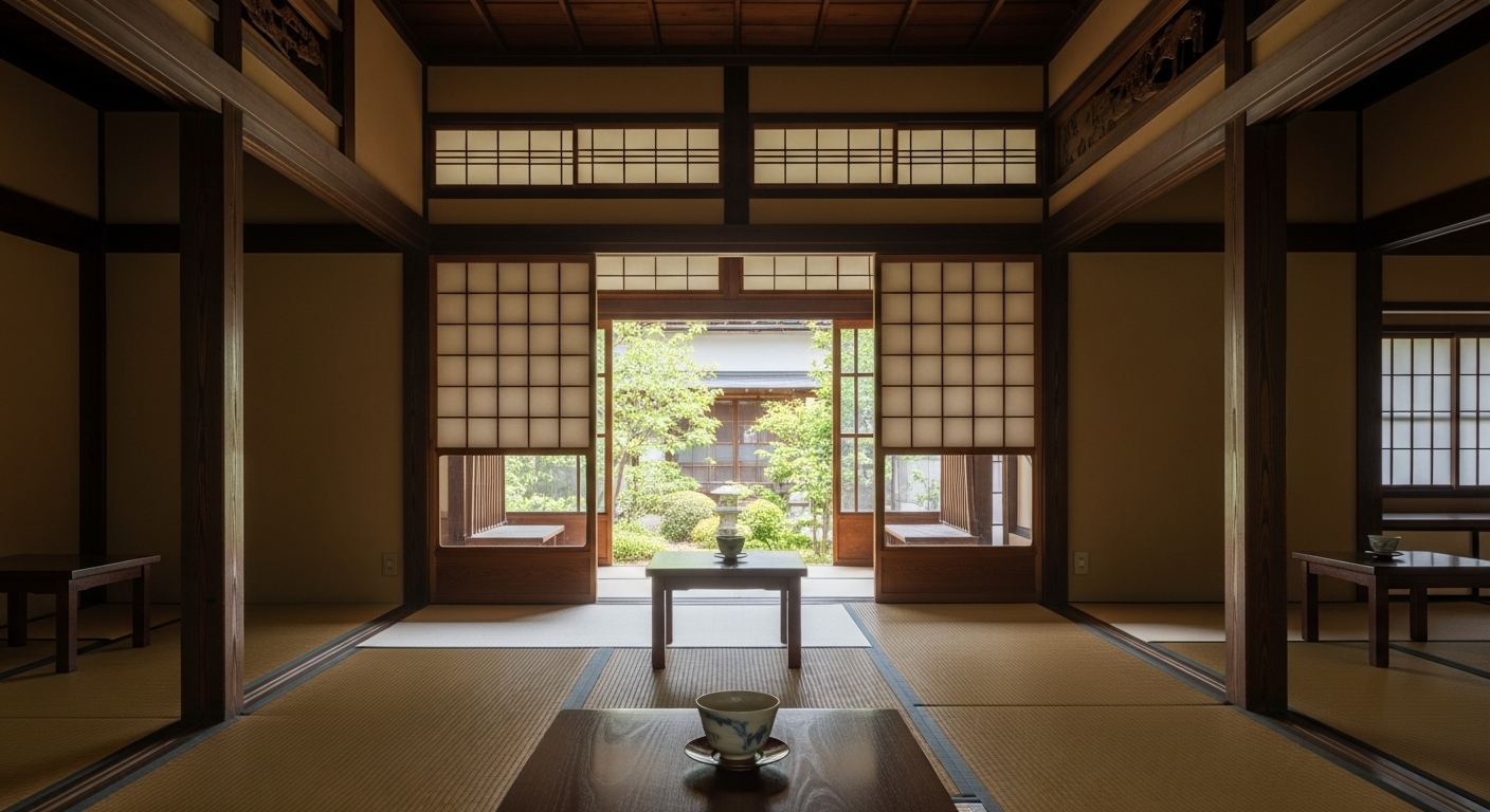 古民家の光が差す畳の間