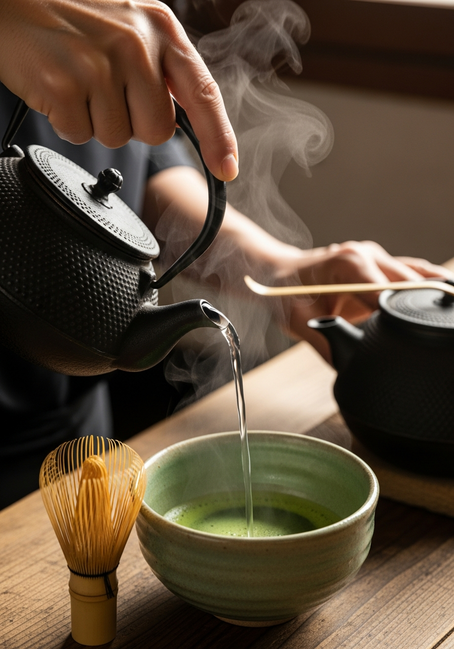 八女茶を点てる様子