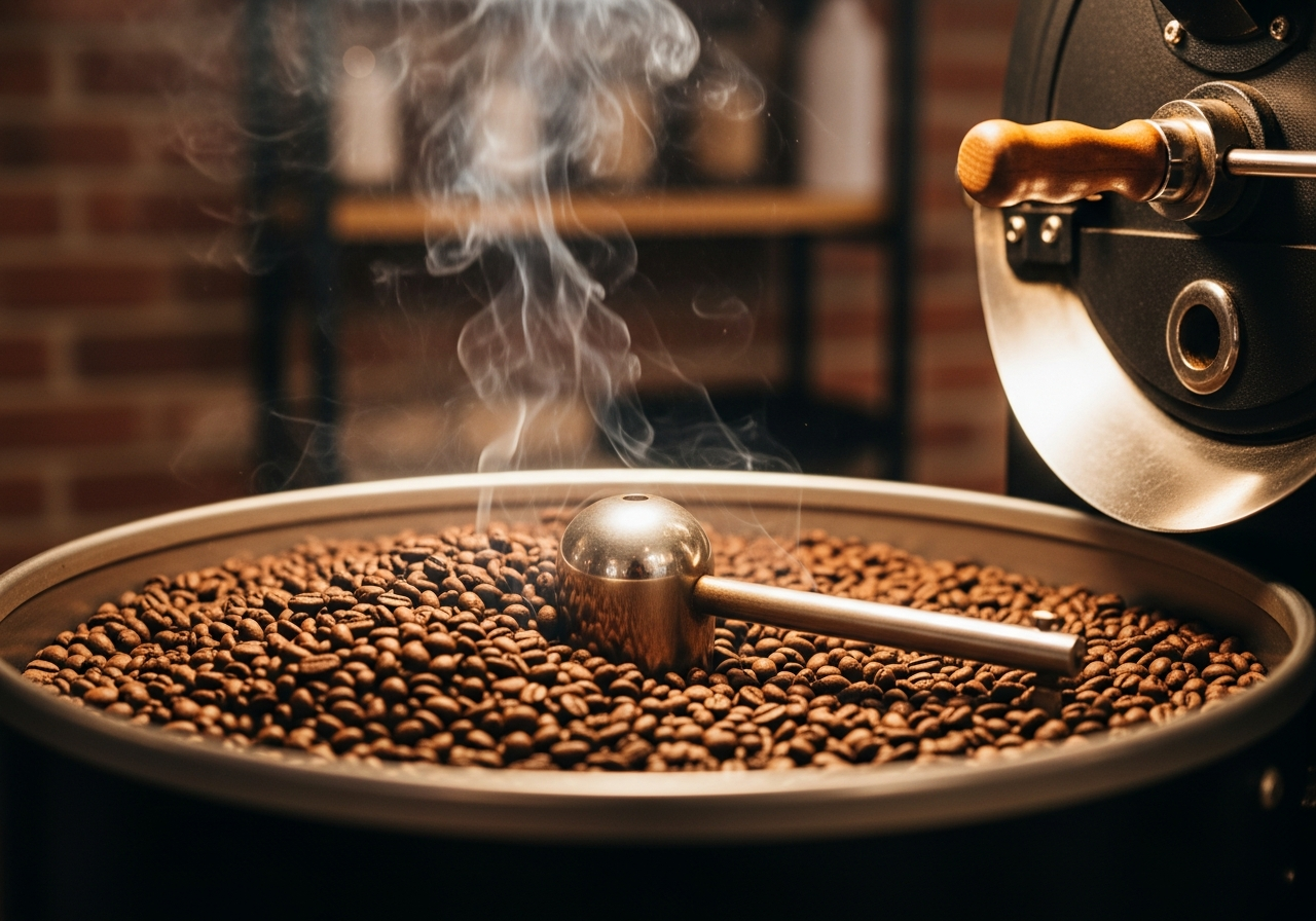 コーヒー豆の焙煎シーン