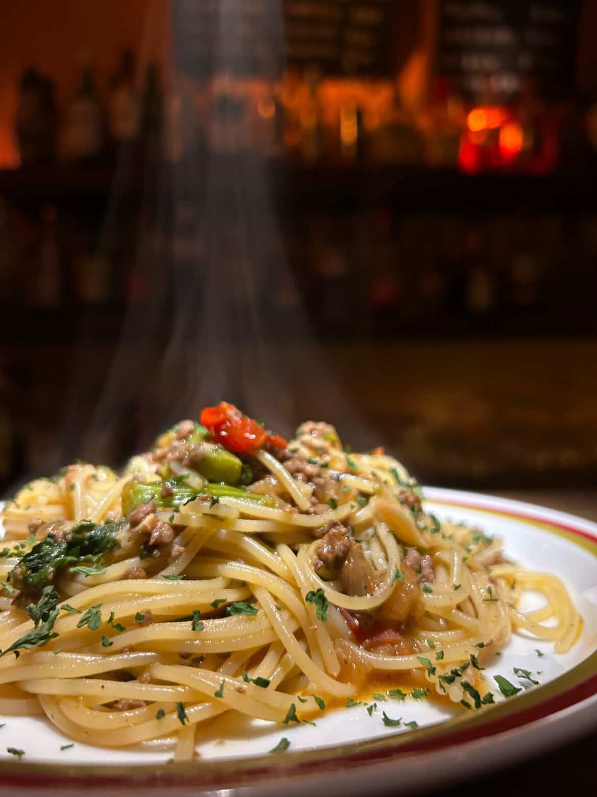 菜の花とトマトのオイルボロネーゼ